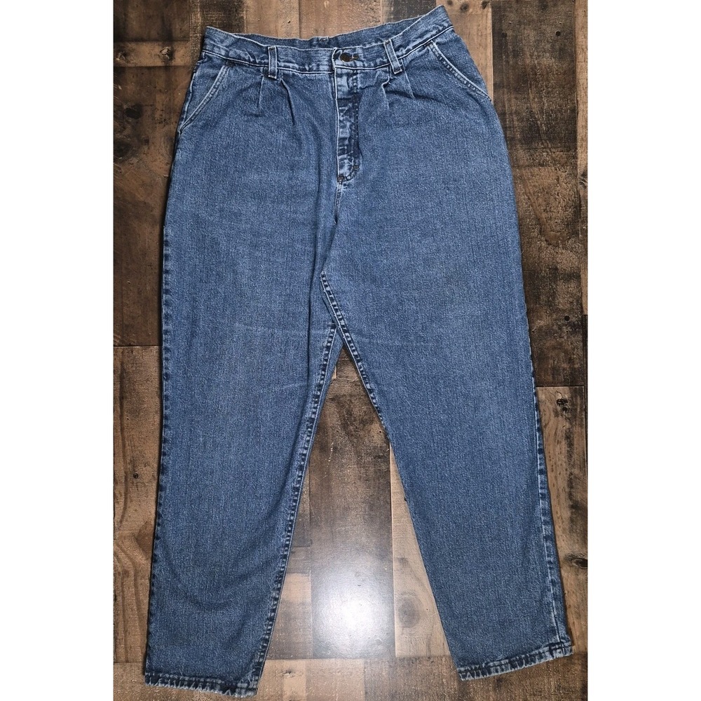 Vintage 90s Lee Pleated Mom Jeans Womens 16 32x30 Tapered High Waist Denim Pants